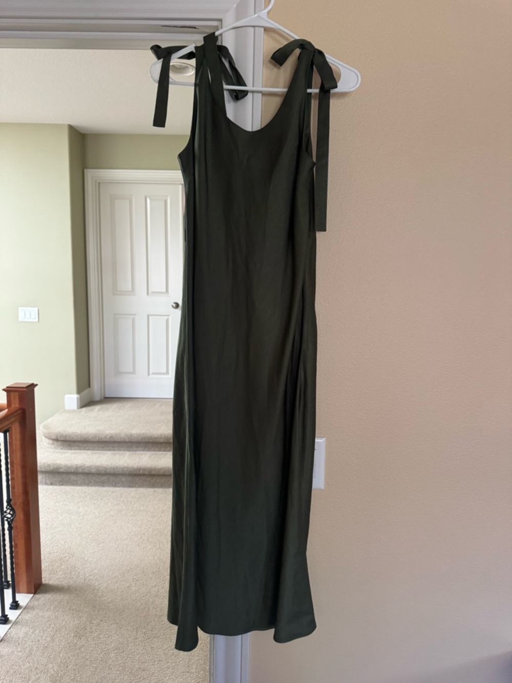 Zimmermann Olive Tie-Shoulder Maxi Dress